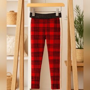 Garanimals Red Plaid Leggings with Cream Side Stripe and Black Waist